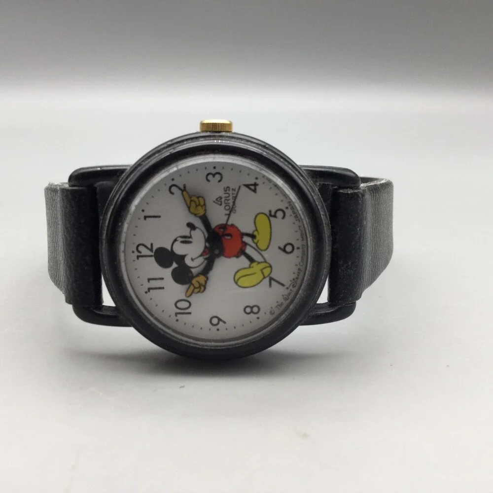 Lorus Disney Mickey Mouse Womens Watch Black Plastic New Battery